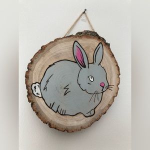 Grey Bunny - Pyrography - Home Decor
